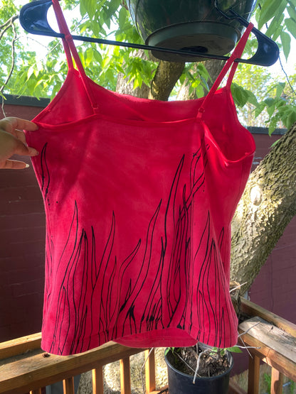 Grass Motif Red Tank