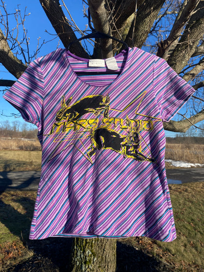 Purple strip stretch tee