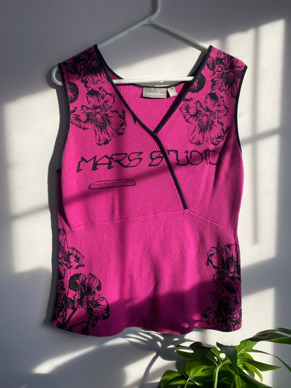 Contrast Magenta Knit Tank