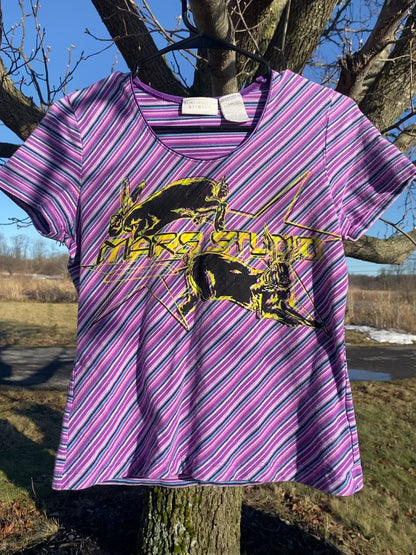Purple strip stretch tee